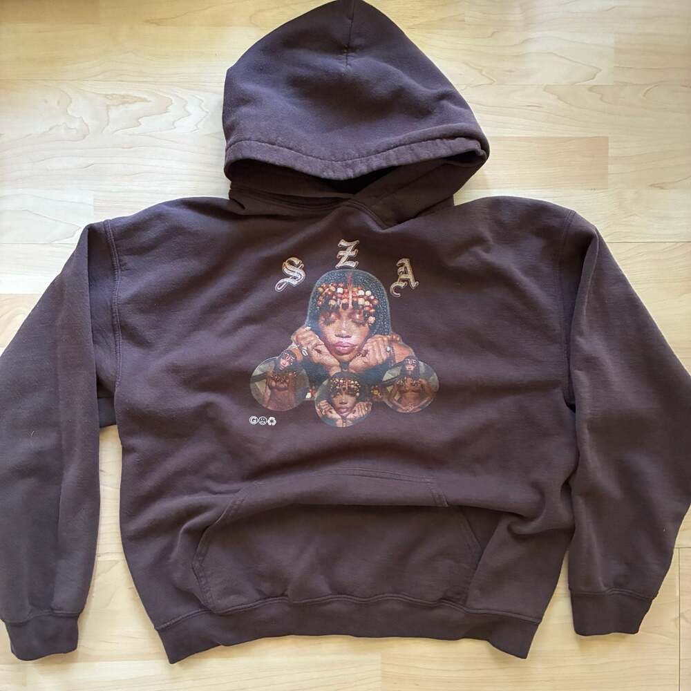 FindYourGrey By Daniel Grey SZA Graphic Printed Brown Hoodie